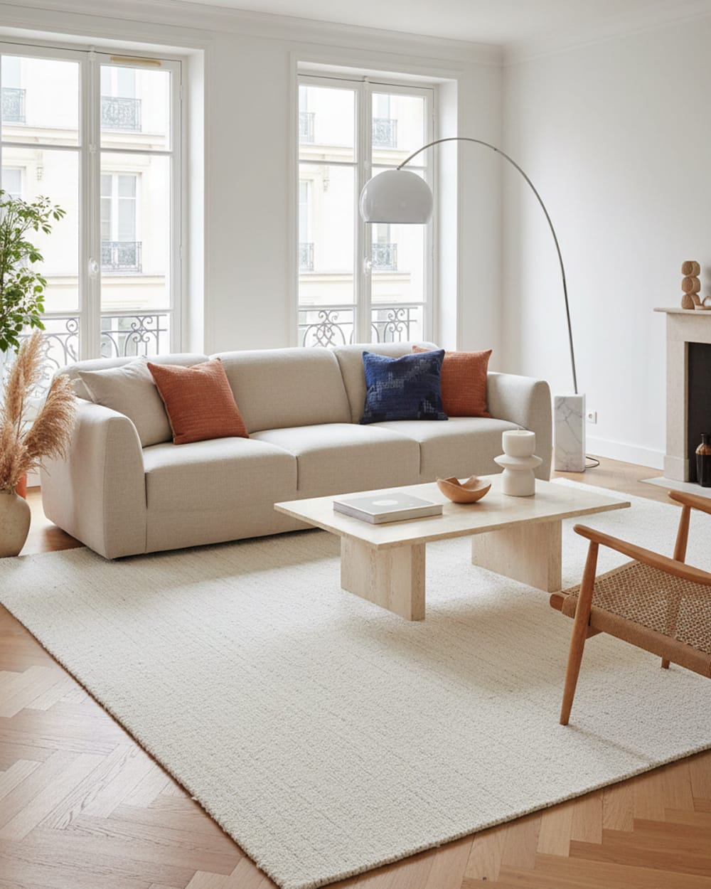 Tapis design ultra doux en fibres recyclées beige 200 x 290 cm — vue 3