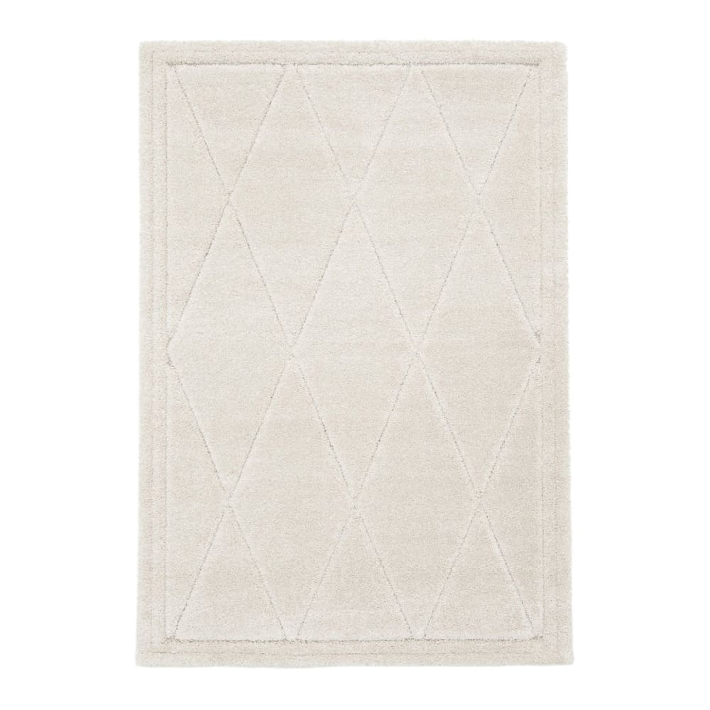 AFK Living Tapis design avec effet relief beige 160 x 230 cm style classique chic Certifié Oeko-Tex - Pp - Polypropylène
