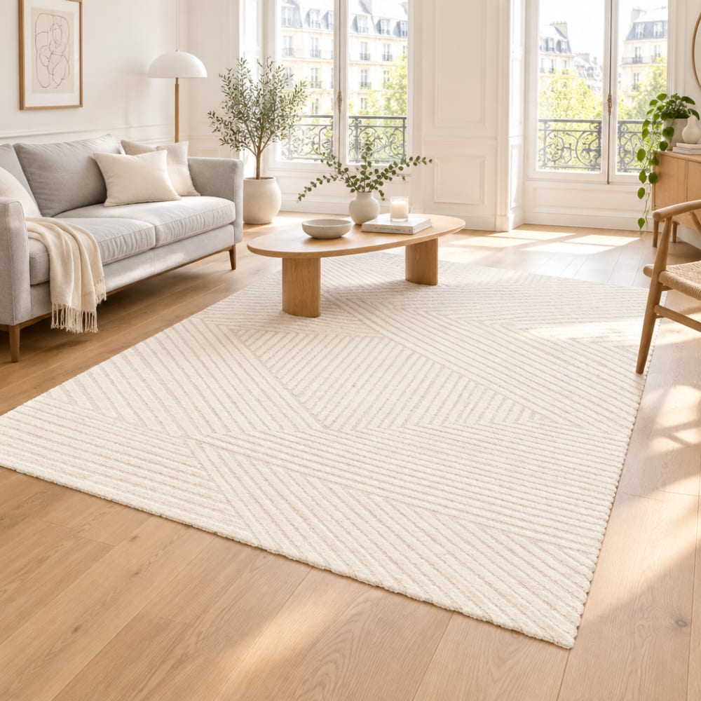 Tapis design avec effet relief beige 160 x 230 cm - Maisons du Monde