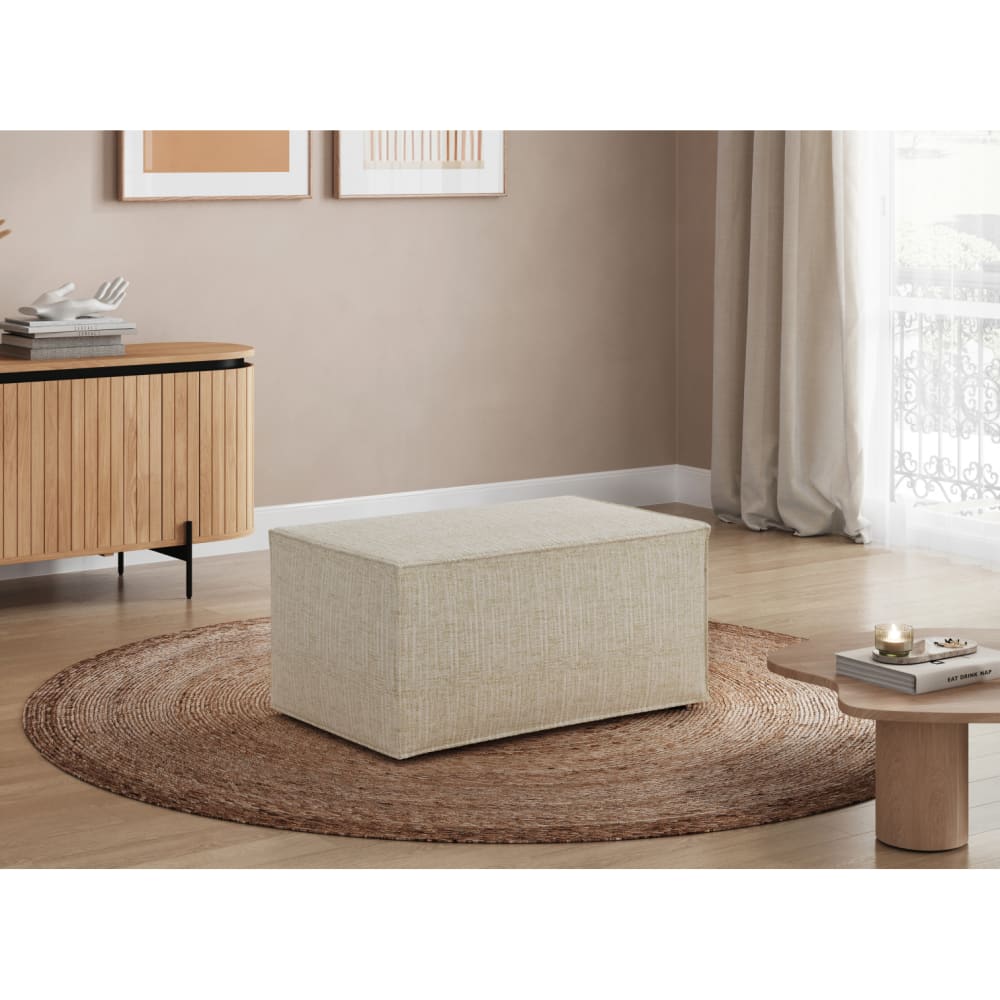 Pouf en tissu texturé 3d - beige - Maisons du Monde