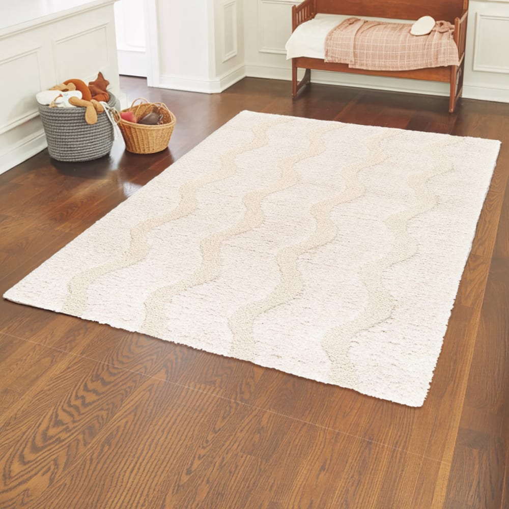 Tapis shaggy ultra doux et facile à entretenir beige 120 x 170 cm — vue 4