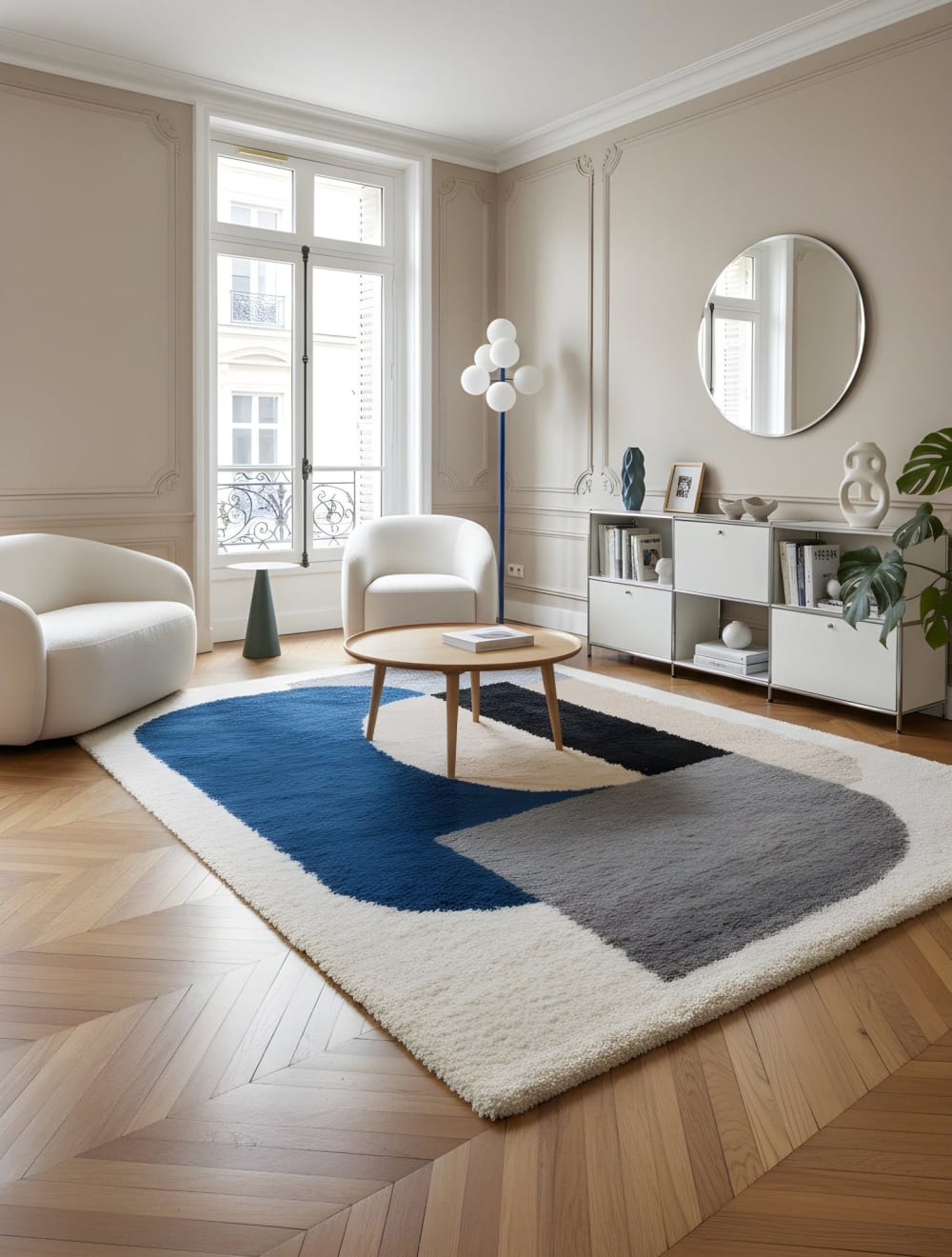 Tapis design épais et confortable bleu 160 x 230 cm — vue 3