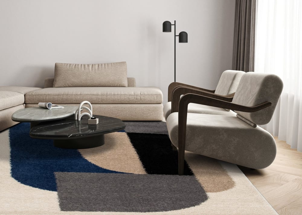 Tapis design épais et confortable bleu 160 x 230 cm — vue 4