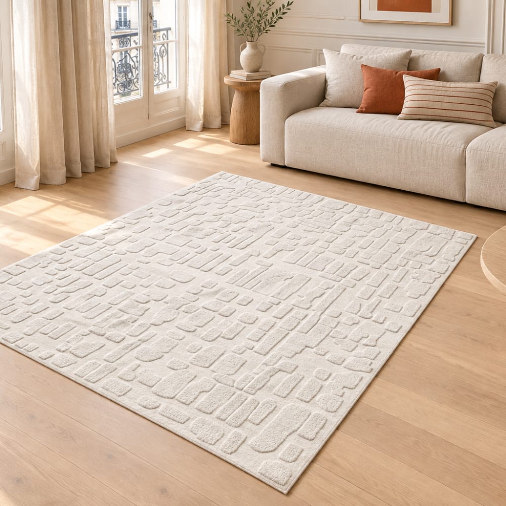 Tapis ultra doux fait main en fibres naturelles beige 160 x 230 cm - Maisons du Monde