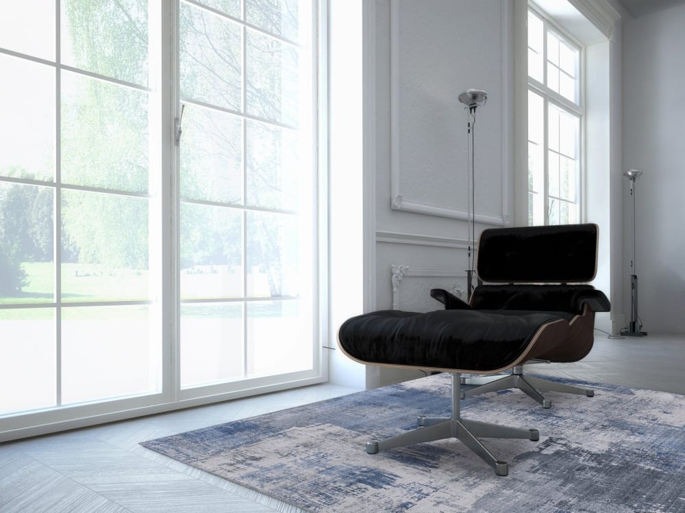 Tapis design finition couture anglaise bleu 200 x 290 cm — vue 3