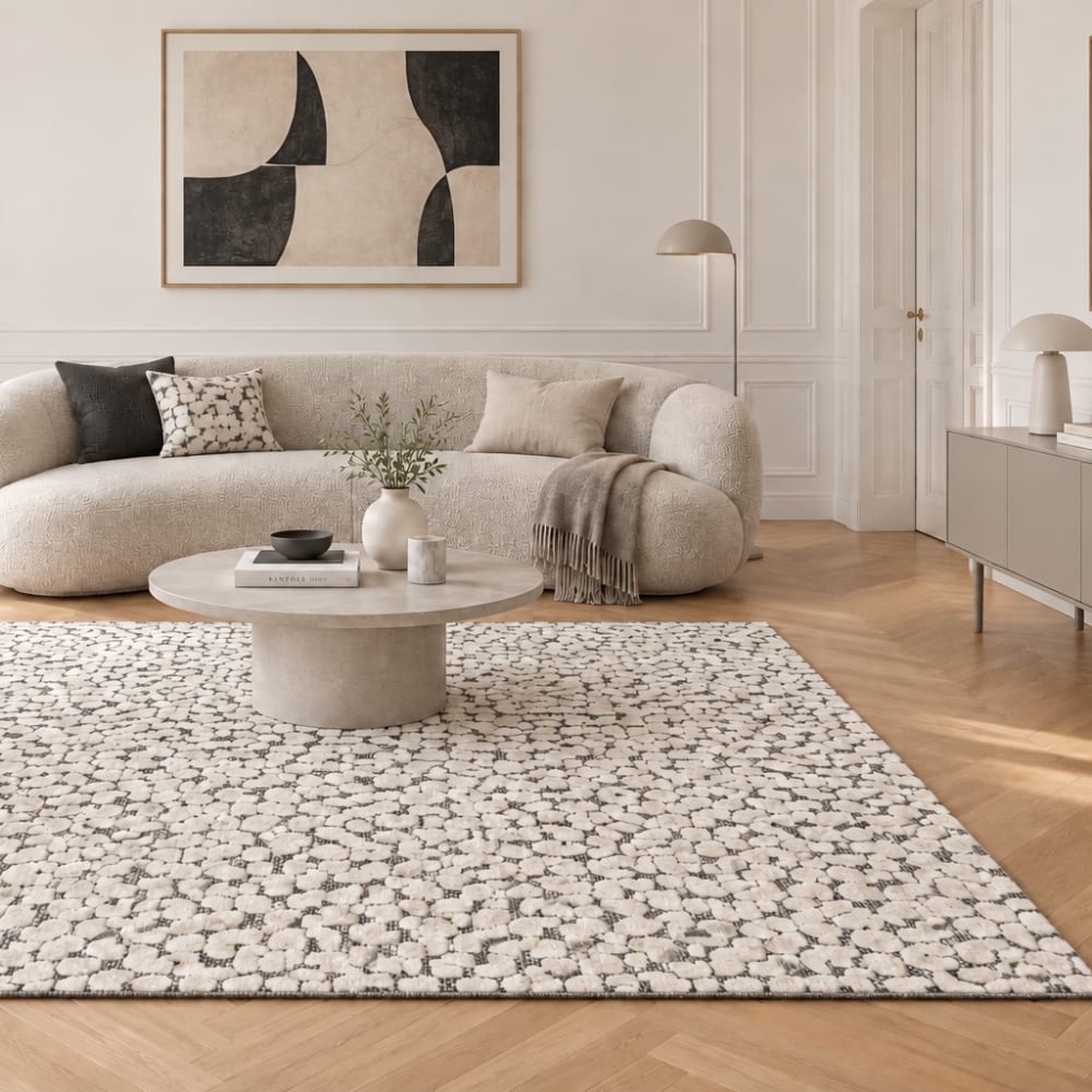 Tapis ultra doux effet sculpté gris 200 x 290 cm - Maisons du Monde