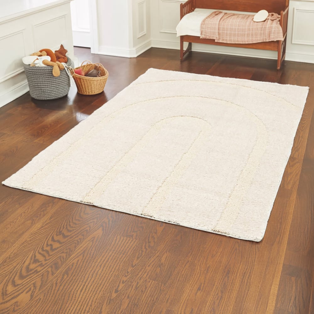 Tapis shaggy ultra doux et facile à entretenir beige 200 x 290 cm — vue 4