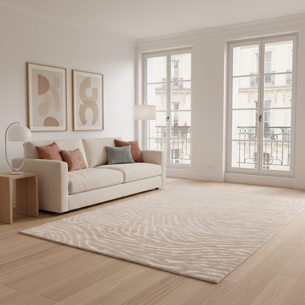 Tapis ultra doux effet sculpté beige 120 x 170 cm - Maisons du Monde