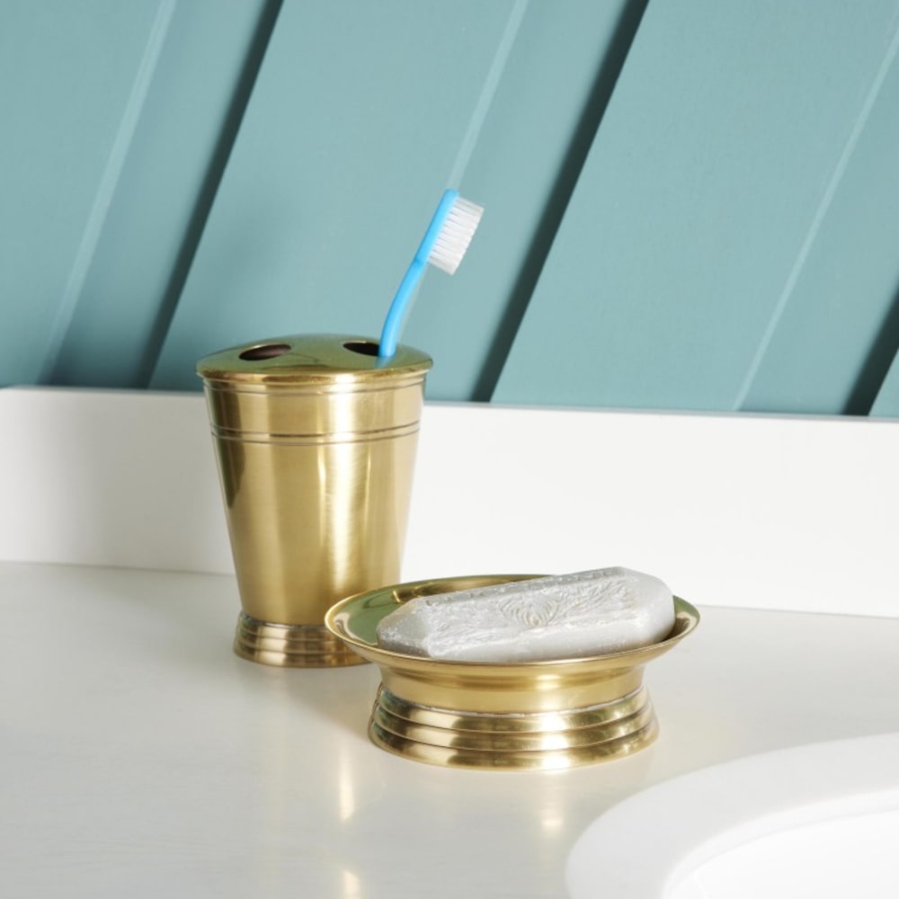 Signature Zahnbürstenhalter aus Messing mit Gold-Finish - H13 cm Gold Metall