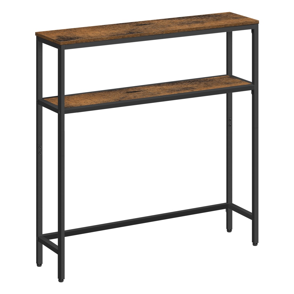 Console pour couloir à 2 niveaux 20 x 80 x 80 cm marron rustique noir
