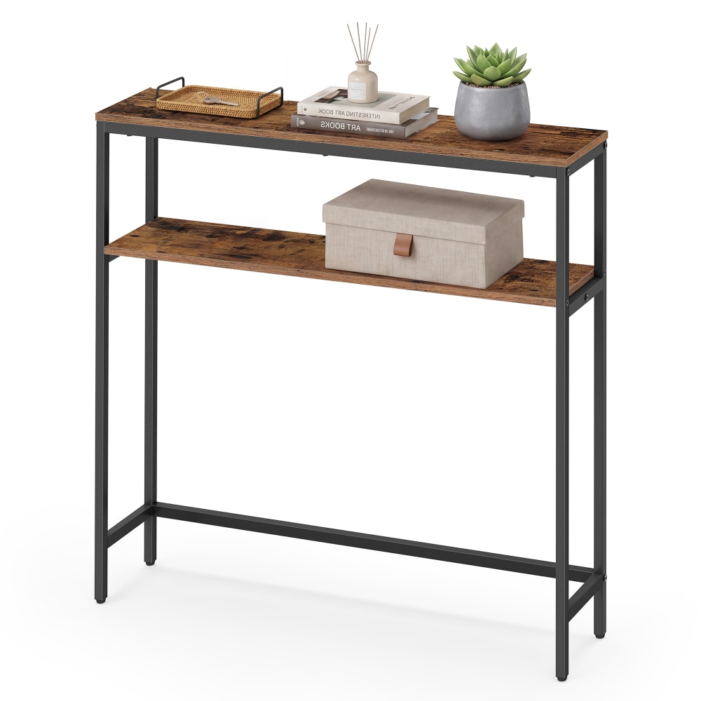 VASAGLE Console pour couloir de salon fine 20 x 80 x 81 cm marron et noir style industriel Marron Panneau De Particules - 80x80x20cm
