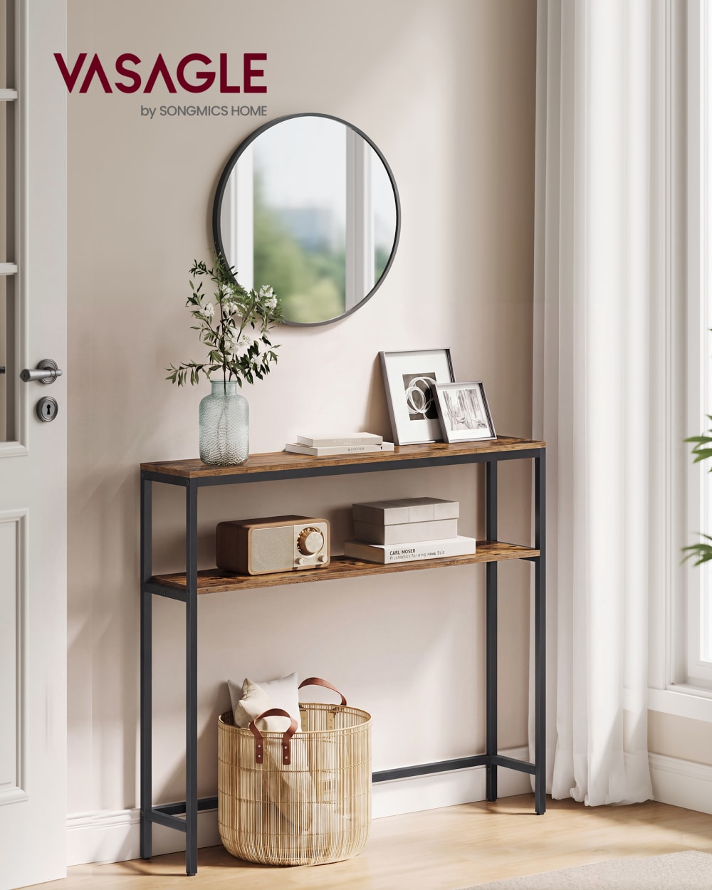 Console pour couloir de salon fine 20 x 80 x 81 cm marron et noir - Maisons du Monde