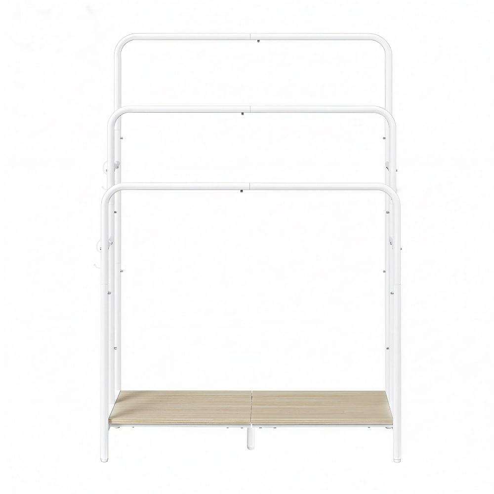 Porte serviette sur pied 70 x 30 x 101 cm blanc mat et beige naturel