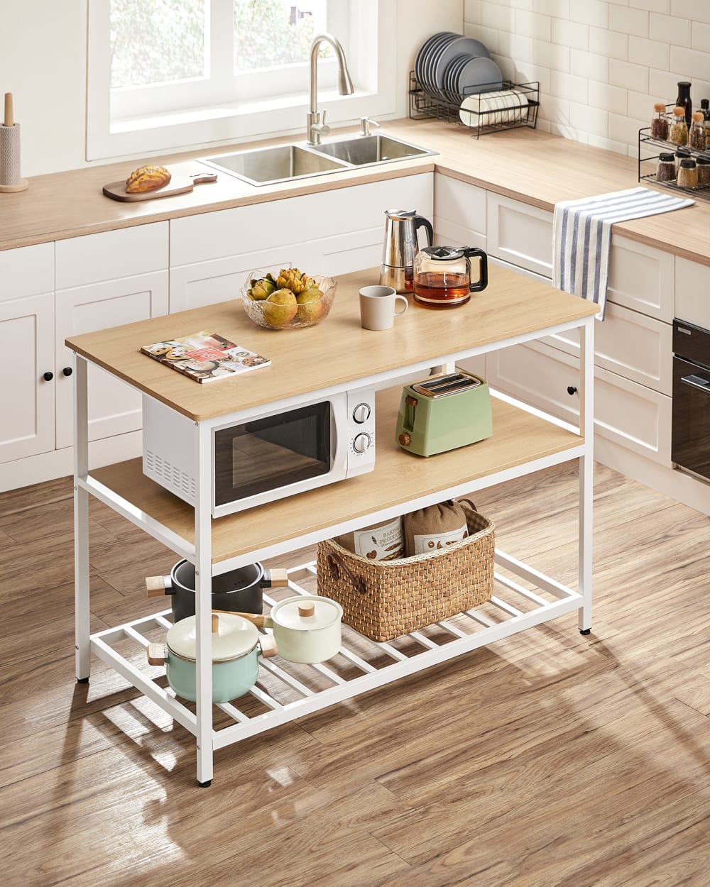 Îlot de cuisine étagère à 3 niveaux 120 x 60 x 90 cm blanc - Maisons du Monde