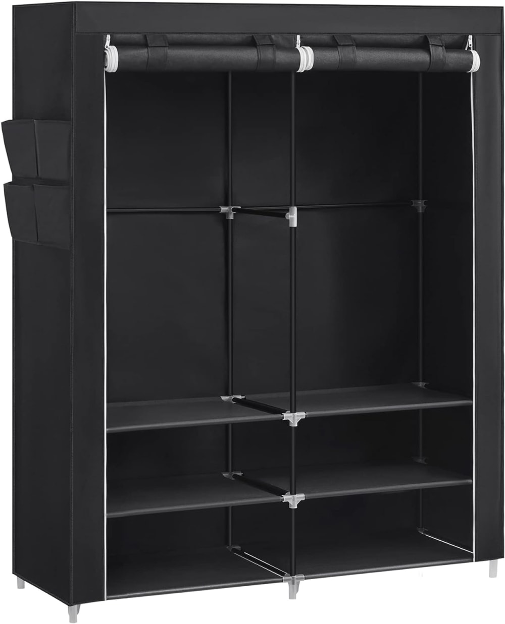 SONGMICS Armoire en tissu avec 2 compartiments 127 x 45 x 176 cm noir style classique chic Noir Tissu - 127x176x45cm