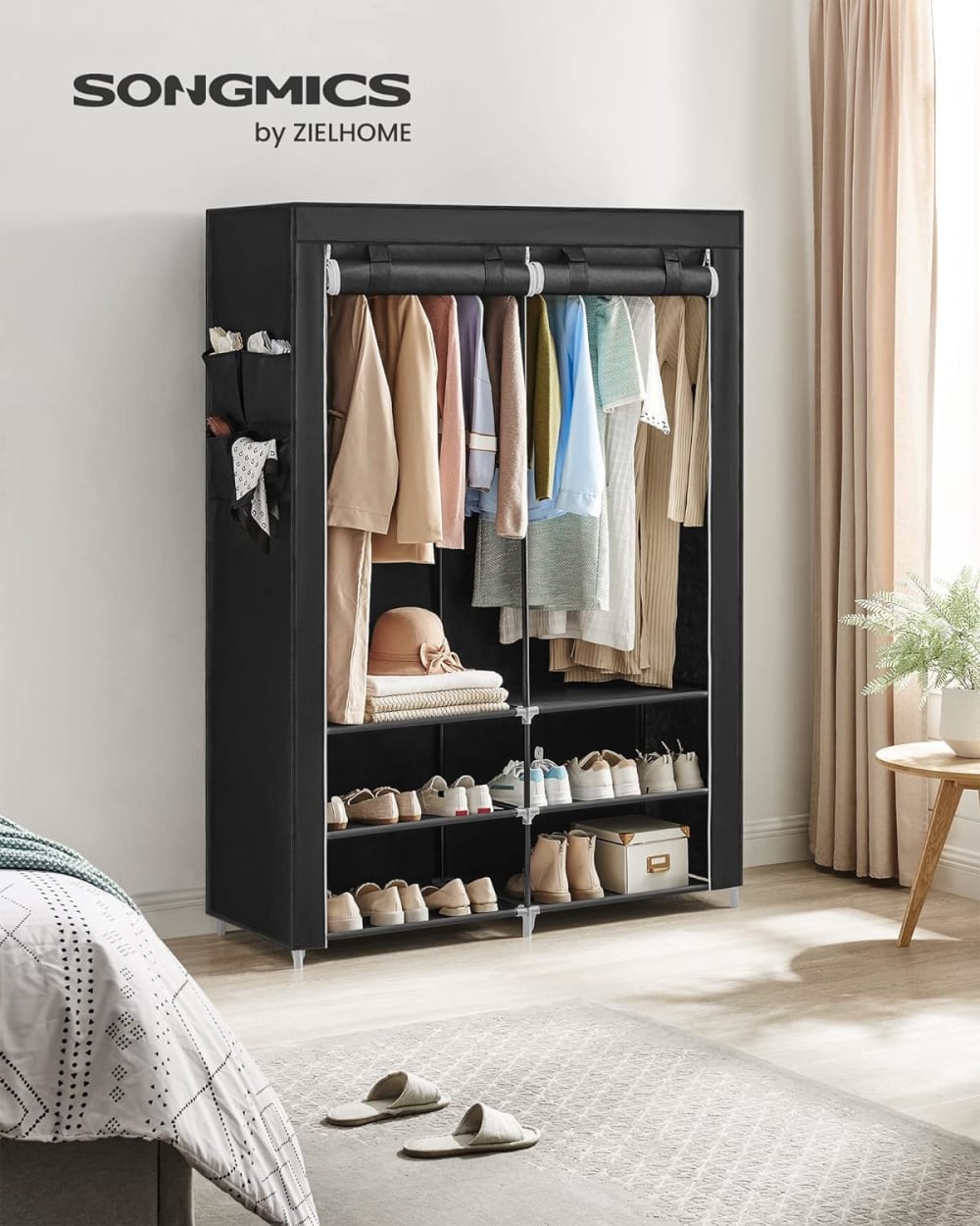 Armoire en tissu avec 2 compartiments 127 x 45 x 176 cm noir