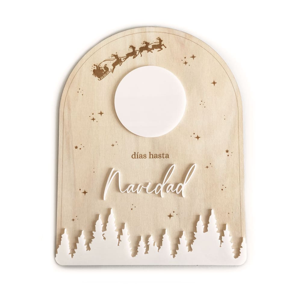 Decochic Arc compte à rebours de noël effaçable en bois et acrylique 23x29,5 cm Beige Décoration de Noël