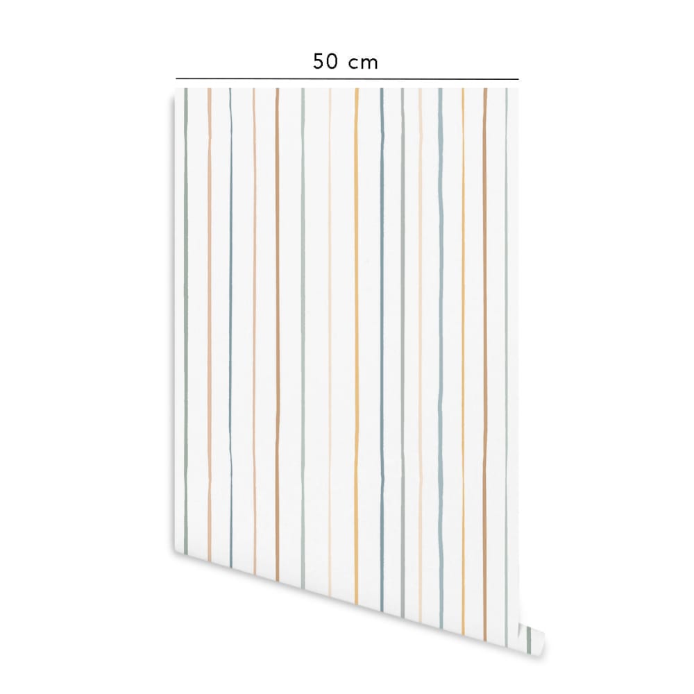 Papier peint vinyle adhésif rayures colorées multicolore 50x300 cm - Maisons du Monde