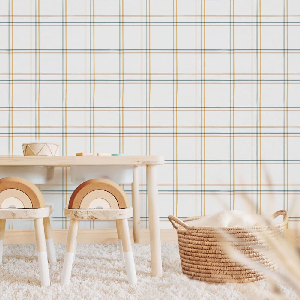 Decochic Papier peint vinyle adhésif tartan coloré multicolore 50x300 cm Multicolore Pva - Polyacétate De Vinyle - 0x300x50cm