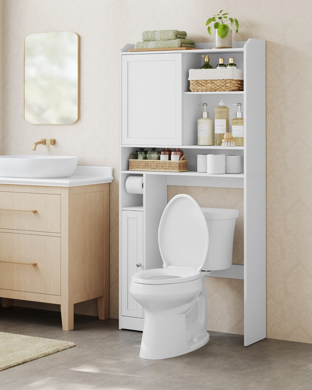 Meuble WC avec porte coulissante 25 x 83 x 170 cm blanc nuage