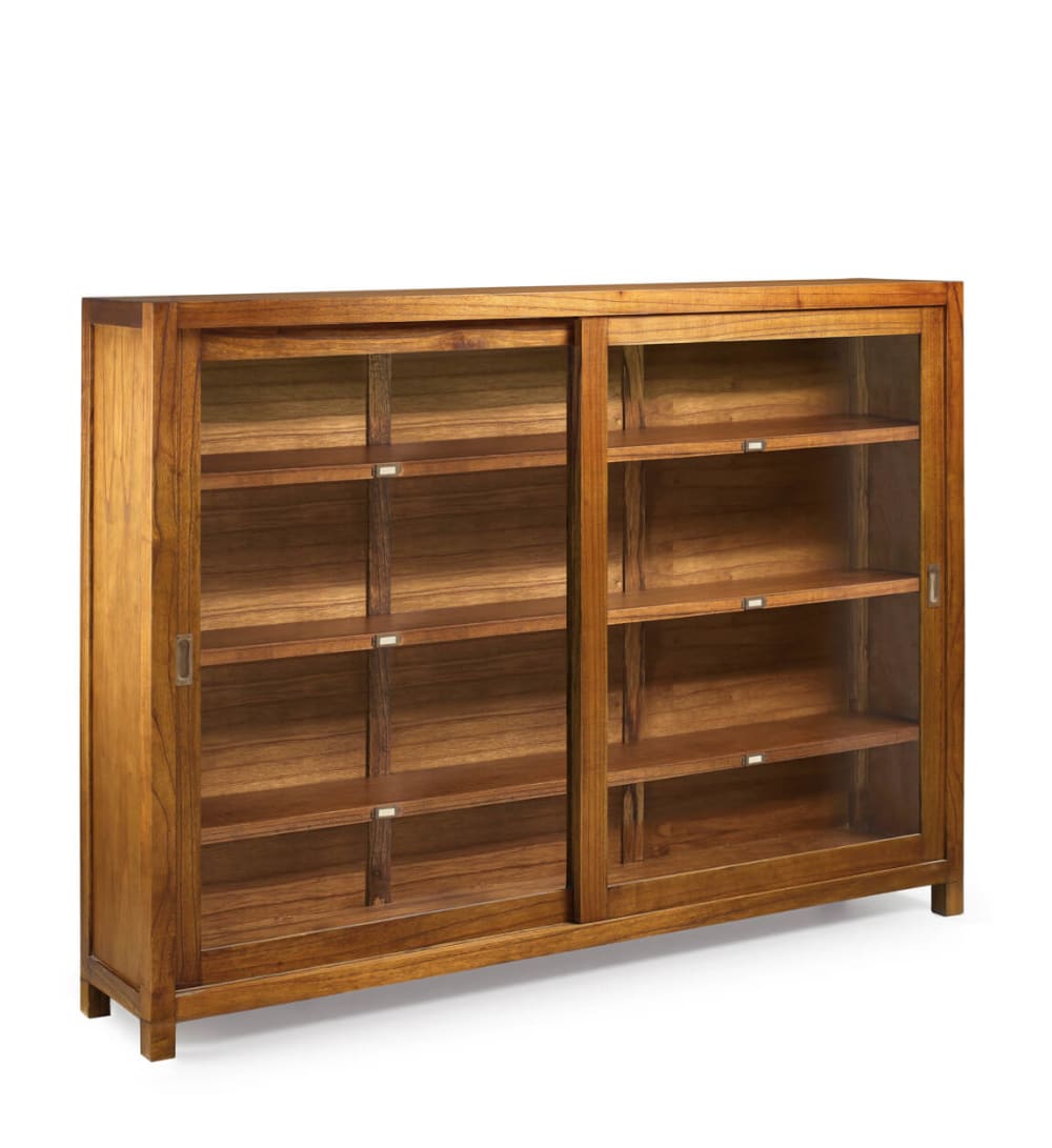 MOYCOR Vitrine mit 2 Schiebetüren aus Holz, B 180 cm, braun style landhaus - Holz