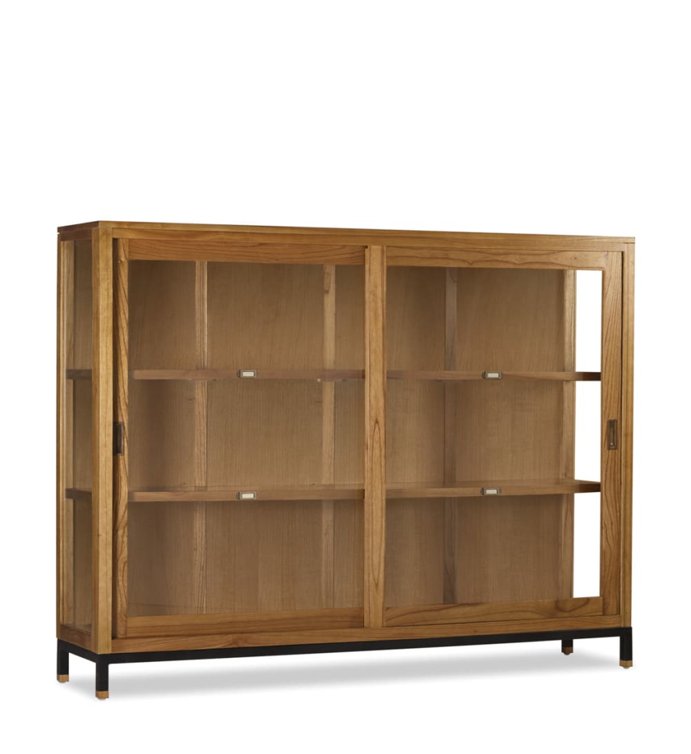 MOYCOR Vitrine mit 2 Schiebetüren aus Holz, B 180 cm, zweifarbig style industrial Braun Holz