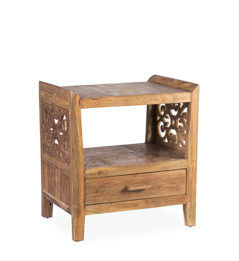 MOYCOR Nachttisch mit Schnitzerei, L 55 cm, beige style landhaus - Holz
