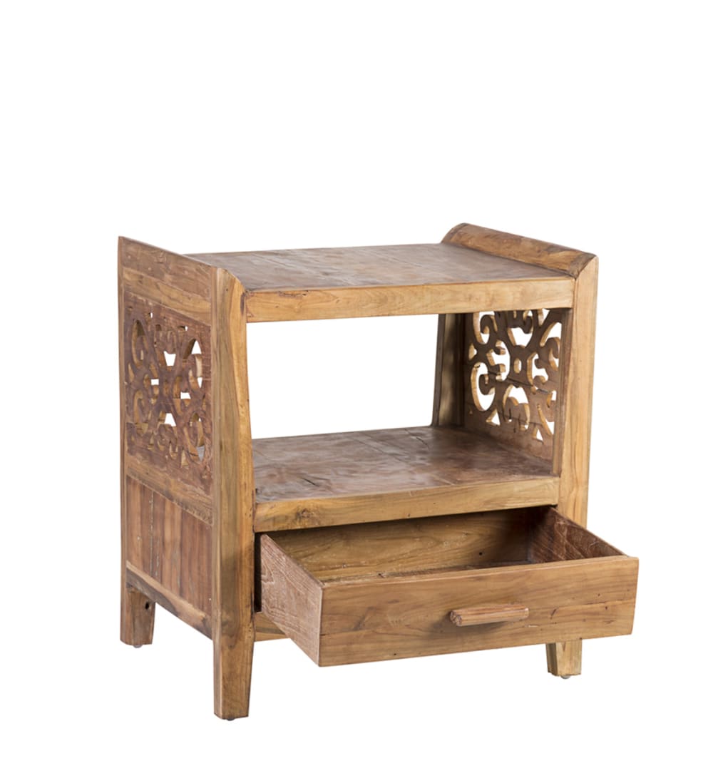 Table de chevet sculptée beige L 55 cm - Maisons du Monde
