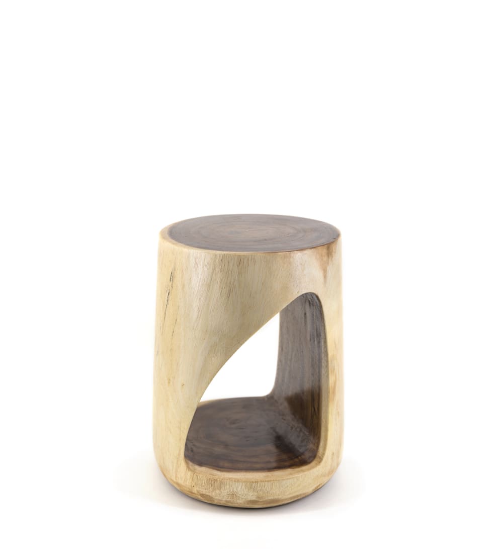 MOYCOR Tabouret rond en bois beige style campagne Beige Bois - 30x45x45cm