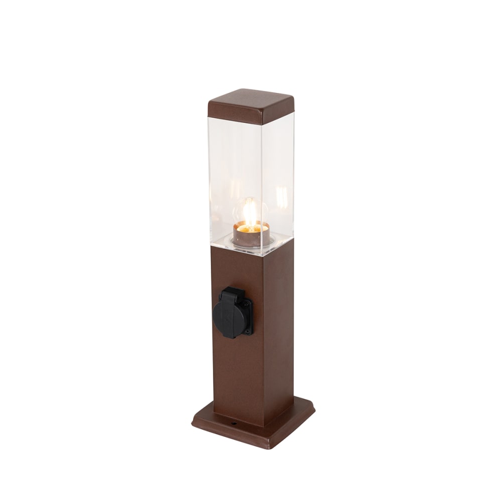 Lampadaire extérieure brun rouille 45 cm avec prise IP44