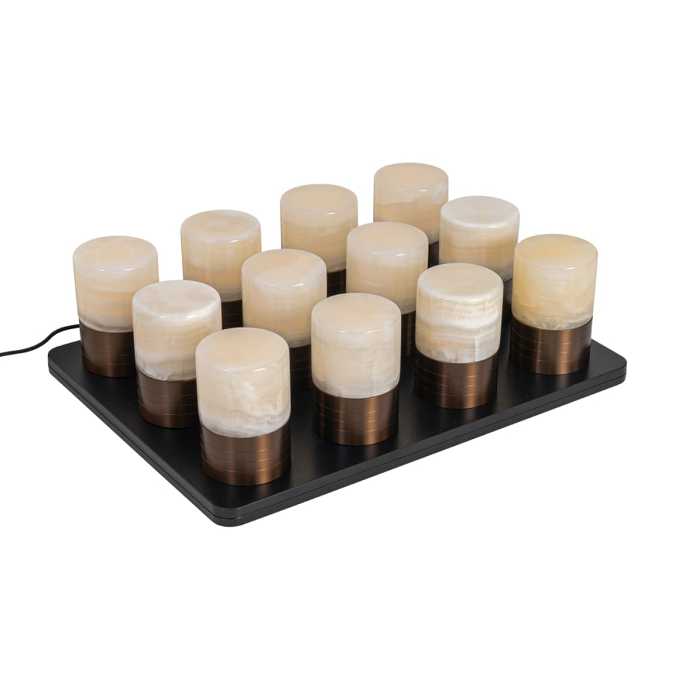 Lot 12 lampes de table bronze foncé RGBW rechargeables station incluse