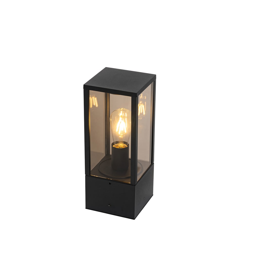 Lampadaire extérieure pied noir verre fumé 40 cm IP44