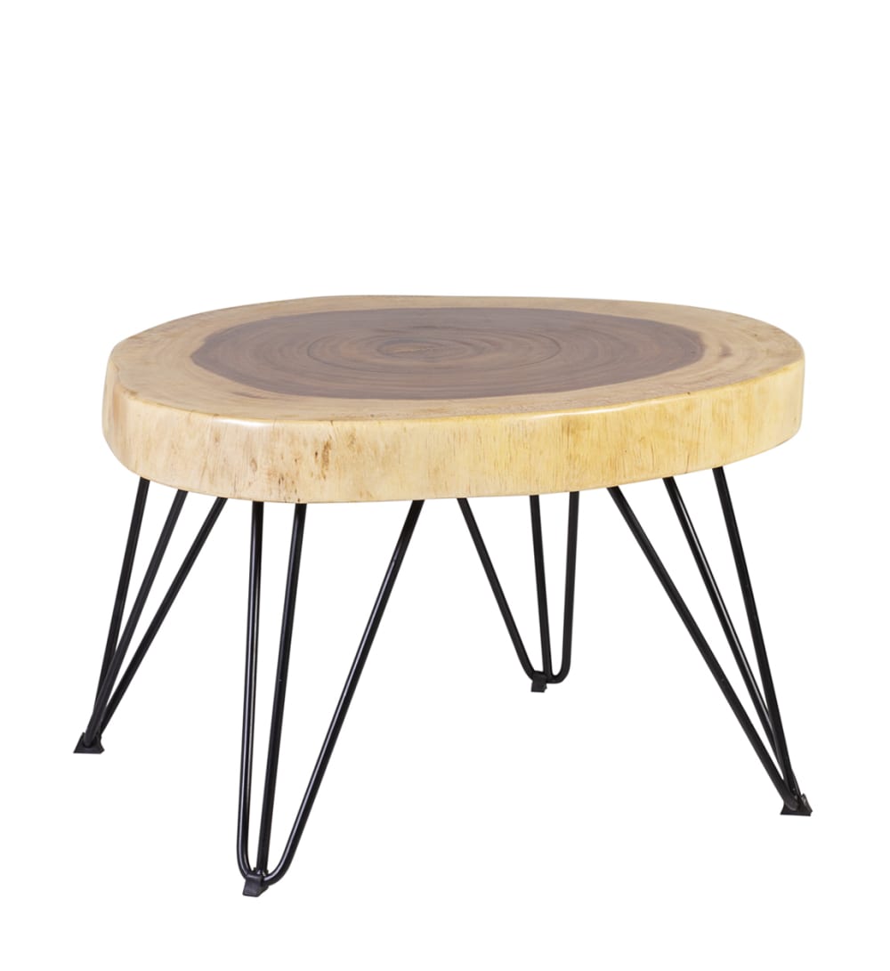 MOYCOR Couchtisch aus Holz und Eisen, zweifarbig style industrial Beige Holz