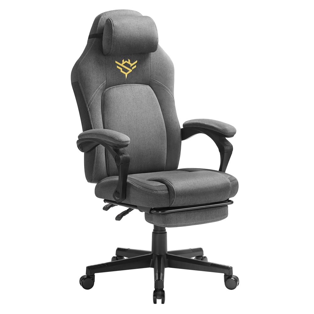 Chaise de bureau ergonomique avec repose-pieds gris tourterelle