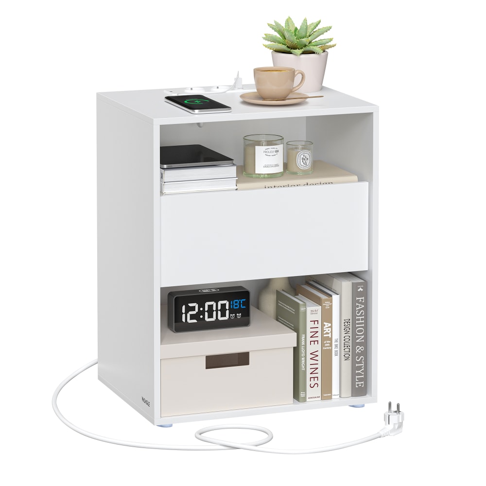 VASAGLE Table de chevet snapsemble montage super rapide blanc style contemporain - Panneau De Particules