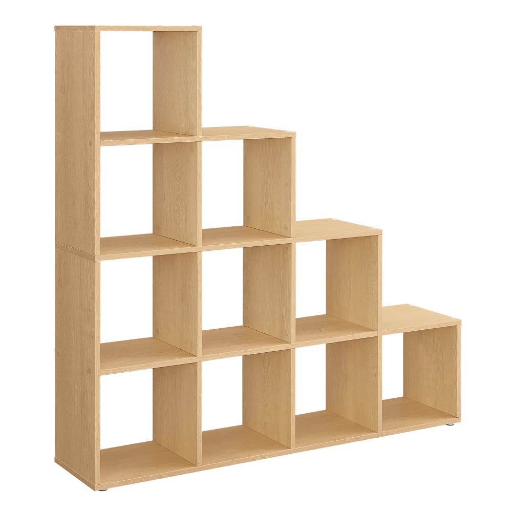 Bibliothèque à 10 compartiments 29 x 129,5 x 129,5 cm beige chêne