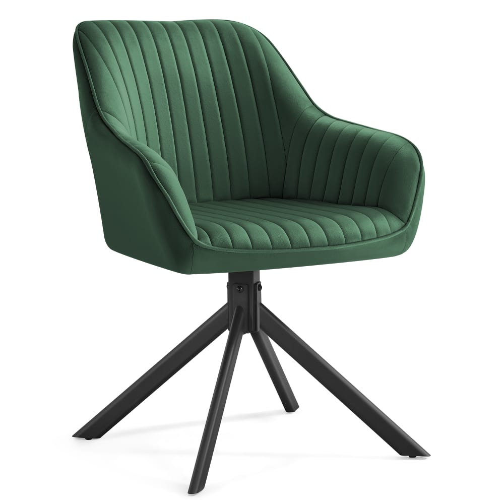 SONGMICS Chaise de salle à manger pivotante en velours 60 x 60 x 81.5 cm vert style contemporain Vert Velours - 60x82x60cm