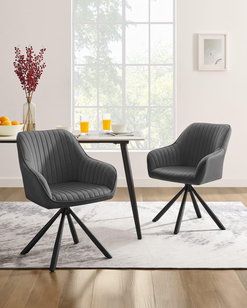 Chaise de salle à manger pivotante 60 x 60 x 81.5 cm noir et gris - Maisons du Monde