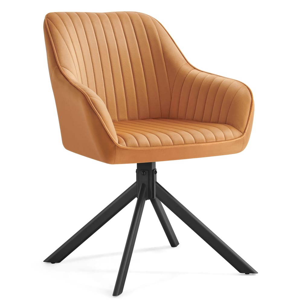 SONGMICS Chaise de salle à manger pivotante 60 x 60 x 81.5 cm marron et noir style contemporain Marron Velours - 60x82x60cm
