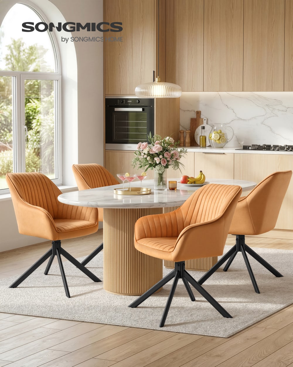Chaise de salle à manger pivotante 60 x 60 x 81.5 cm marron et noir - Maisons du Monde