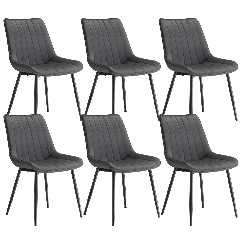 SONGMICS Ensembles de 6 chaises de salle à manger en velours gris style vintage Gris Acier - 50x89x60cm