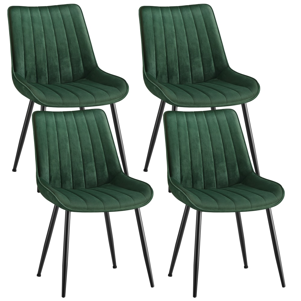 SONGMICS Ensembles de 4 chaises de salle à manger en velours vert style vintage Vert Acier - 50x89x60cm