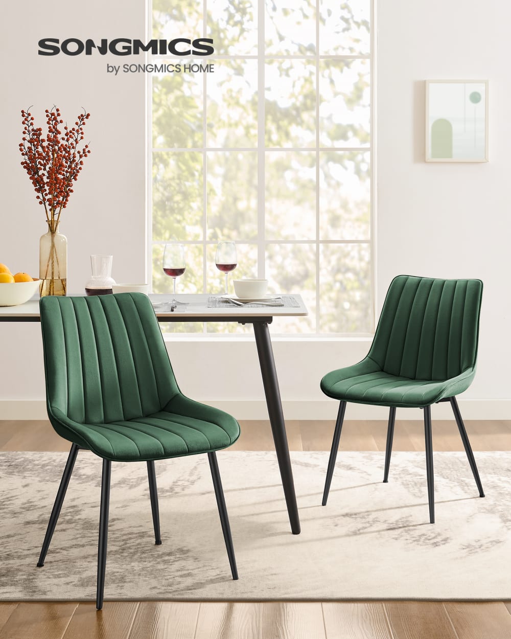 Ensembles de 4 chaises de salle à manger en velours vert - Maisons du Monde