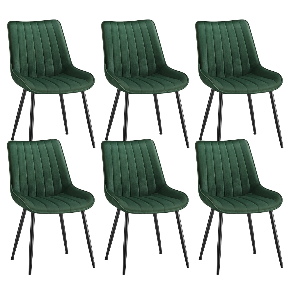 SONGMICS Ensembles de 6 chaises de salle à manger velours vert style vintage Vert Acier - 50x89x60cm