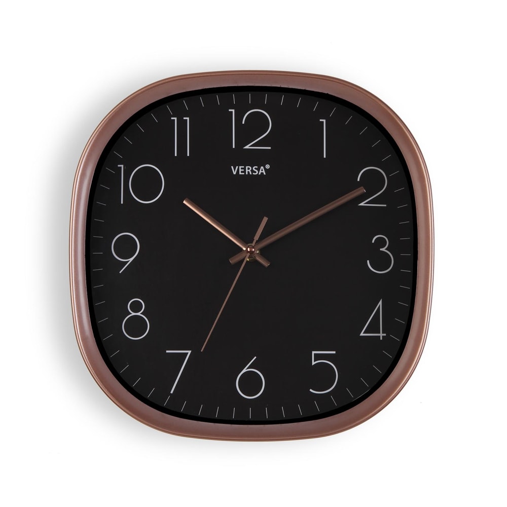 Versa Home Horloge murale carrée en plastique noir style contemporain - Pvc - Poly Chlorure De Vinyle