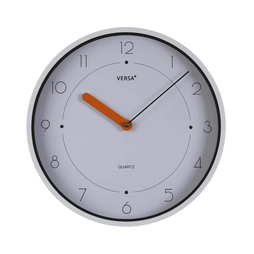 Versa Home Horloge murale en plastique blanc style classique chic - Pvc - Poly Chlorure De Vinyle