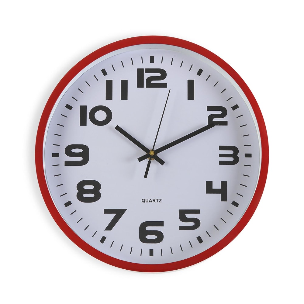 Versa Home Horloge murale en plastique rouge style classique chic - Pvc - Poly Chlorure De Vinyle