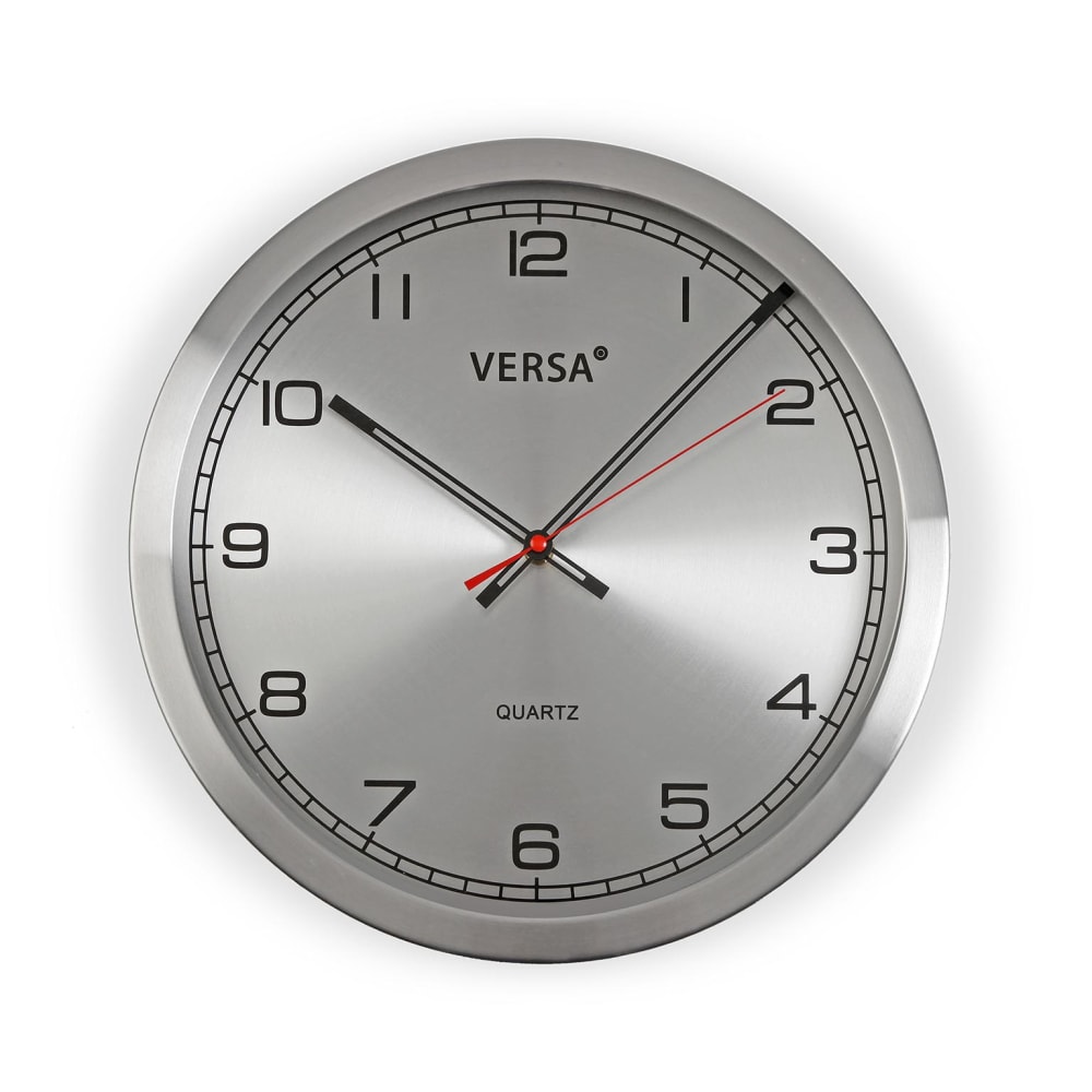Versa Home Horloge murale en aluminium argenté 25 cm style classique chic