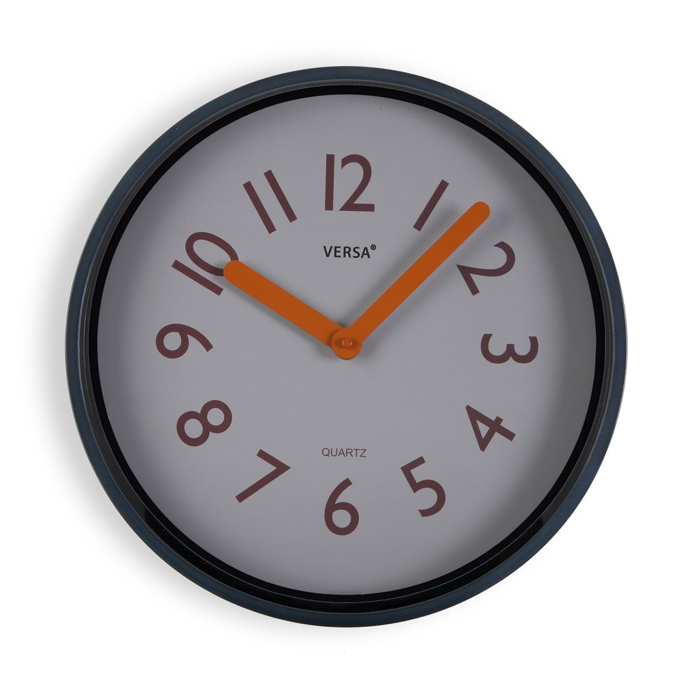 Versa Home Horloge murale en plastique blanc style classique chic Bleu Pvc - Poly Chlorure De Vinyle