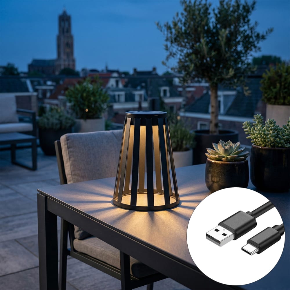 Lampe de table extérieure led solaire rechargeable 3 niveaux - Maisons du Monde
